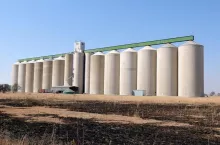 Grain silo at Koppies in the Free State Province of South Africa