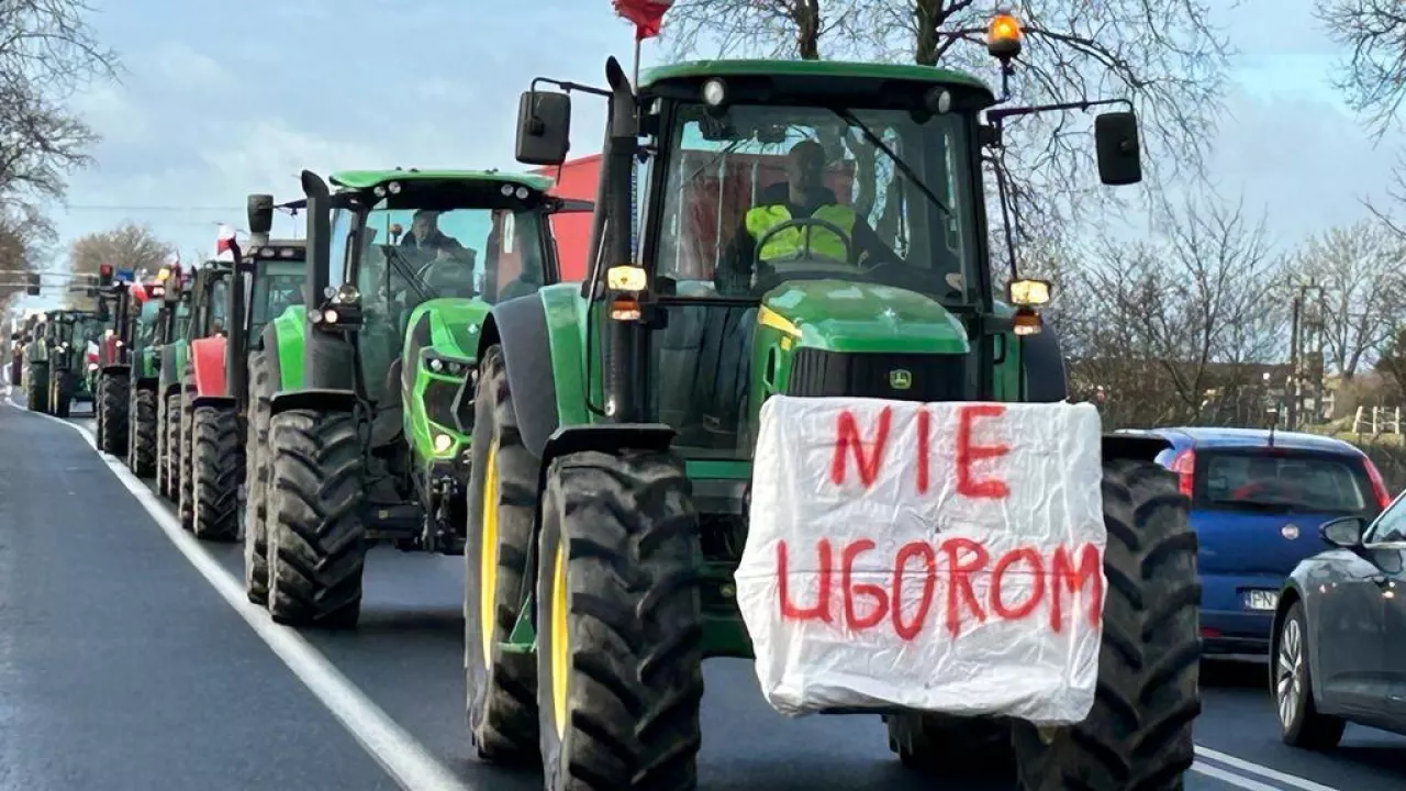 Protest rolników w Sękowie w woj. wielkopolskim