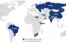 Mapa z krajami grupy BRICS PLUS