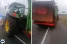 Policja ukarała rolnika za zabrudzenie drogi.