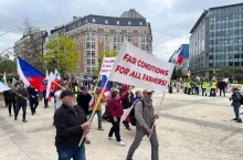 Protest rolników w Brukseli, 23 maja 2023 r. Rond-point Robert Schuman. Autor: KRIR