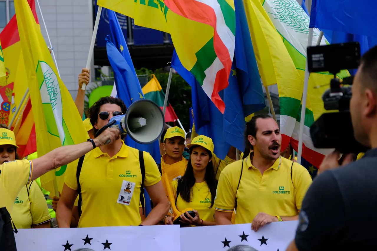 Protest rolników w Brukseli 16 lipca 2025 r