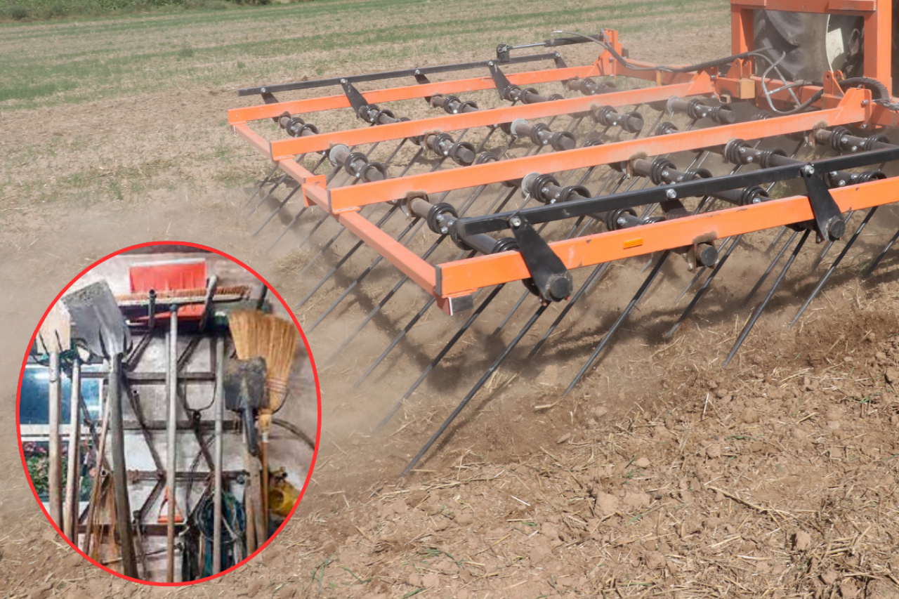 W tym gospodarstwie stara brona dostała drugie życie i pomaga w utrzymaniu porządku.