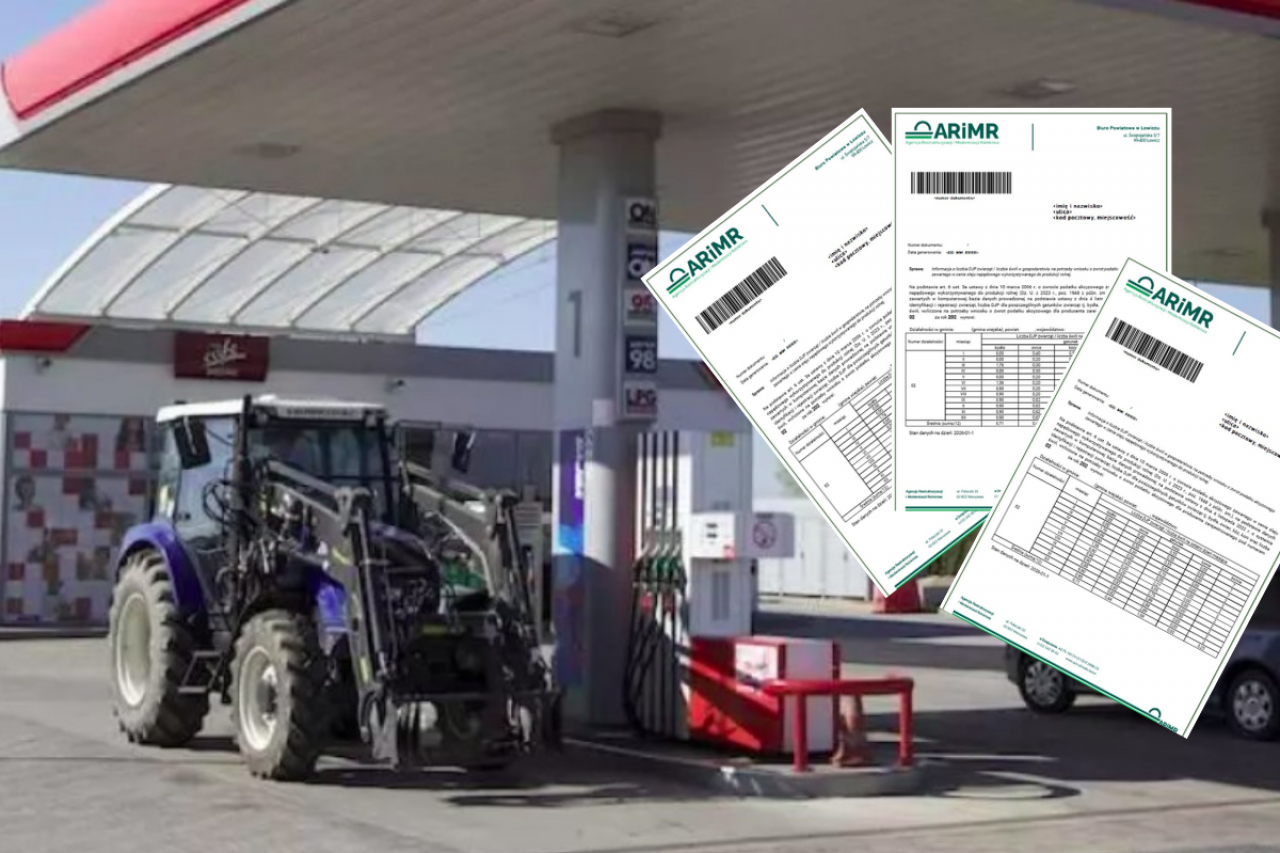ciągnik na stacji, dokumenty ARiMR