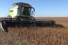 kombajn zbożowy marki Claas na polu podczas żniw