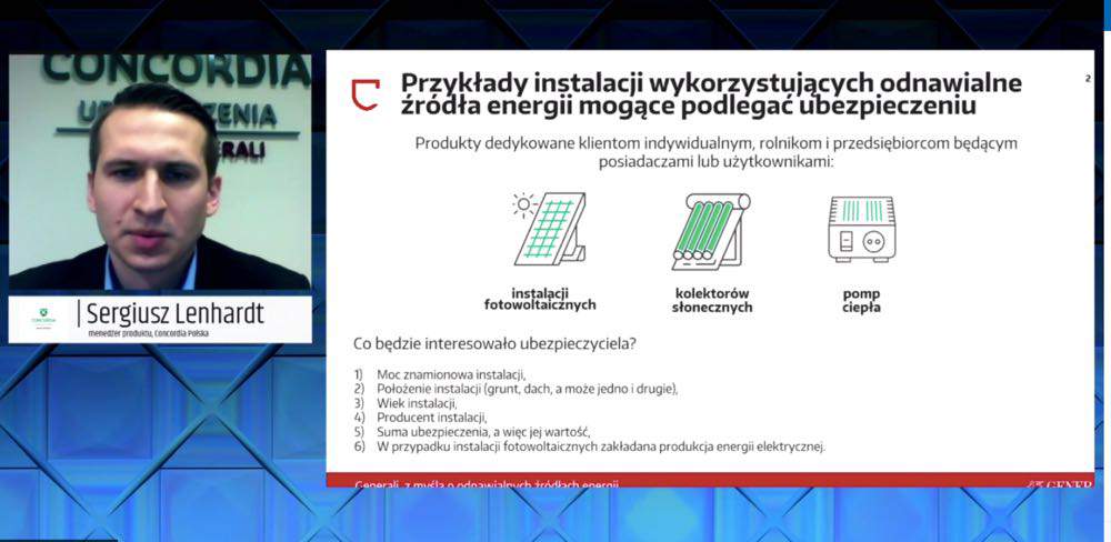 Ważną kwestię ubezpieczeń instalacji fotowoltaicznych poruszył Sergiusz Lenhardt z firmy Concordia Polska.