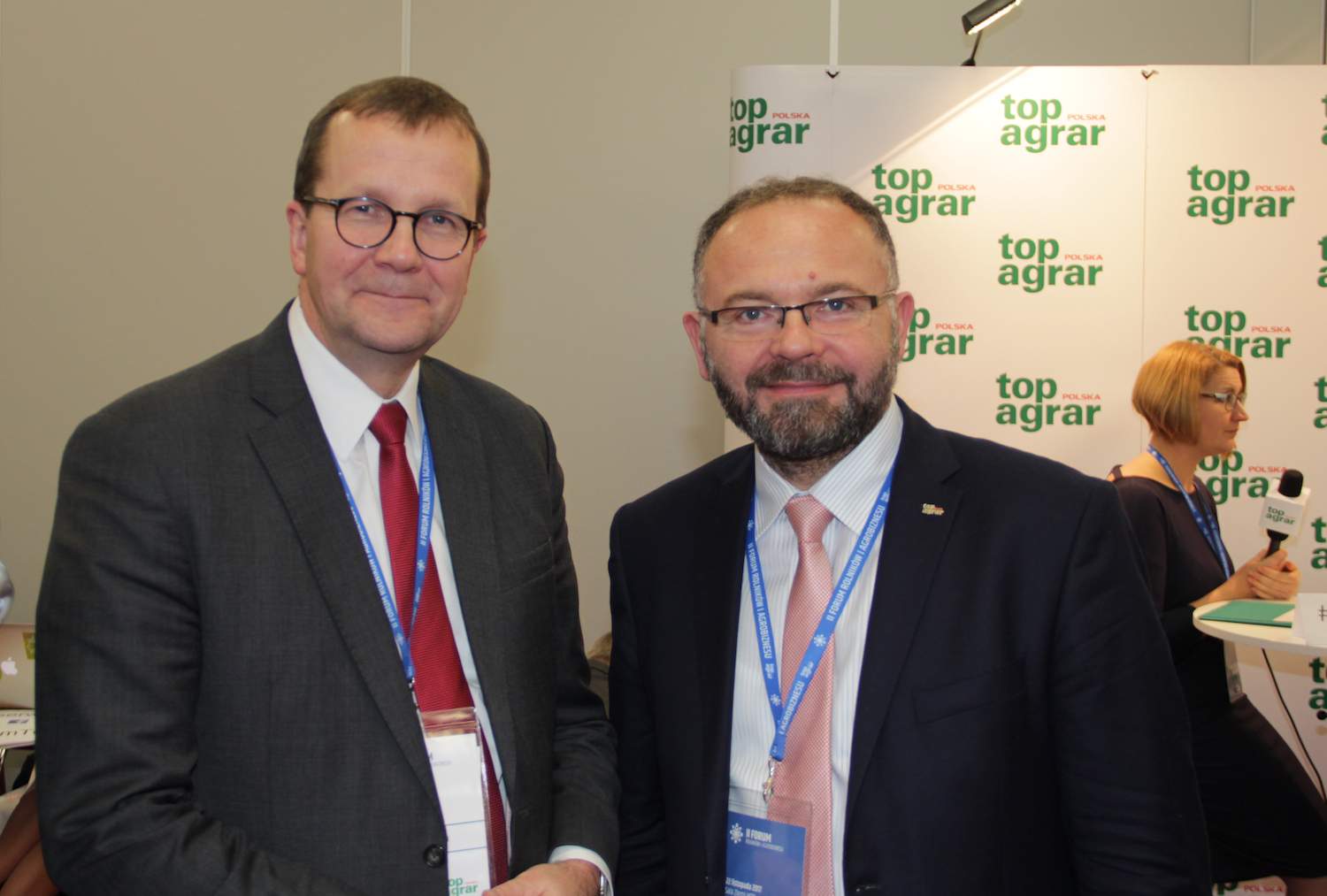 Pekka Pesonen i redaktor naczelny top agrar Polska Karol Bujoczek.