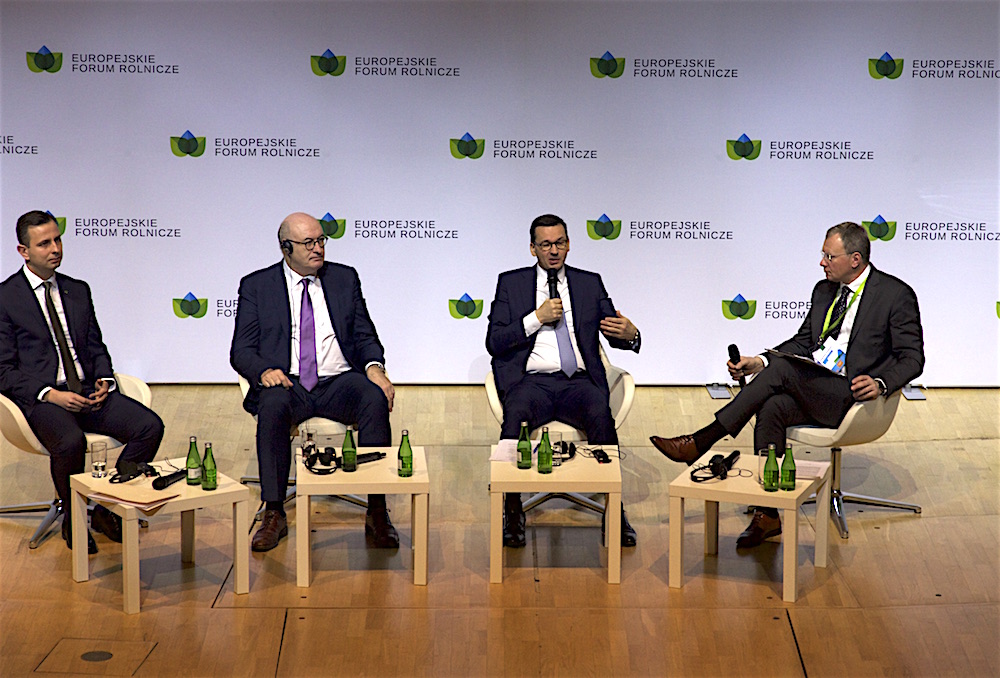 Debata w Jasionce: Od lewej:  Władysław Kosiniak- Kamysz, Phil Hogan, Mateusz Morawiecki i Bogusław Chrabota.