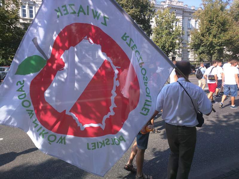 W poniedziałek ulicami Warszawy przeszła demonstracja Związku Sadowników RP protestujących przeciwko niskim cenom skupu jabłek przemysłowych.