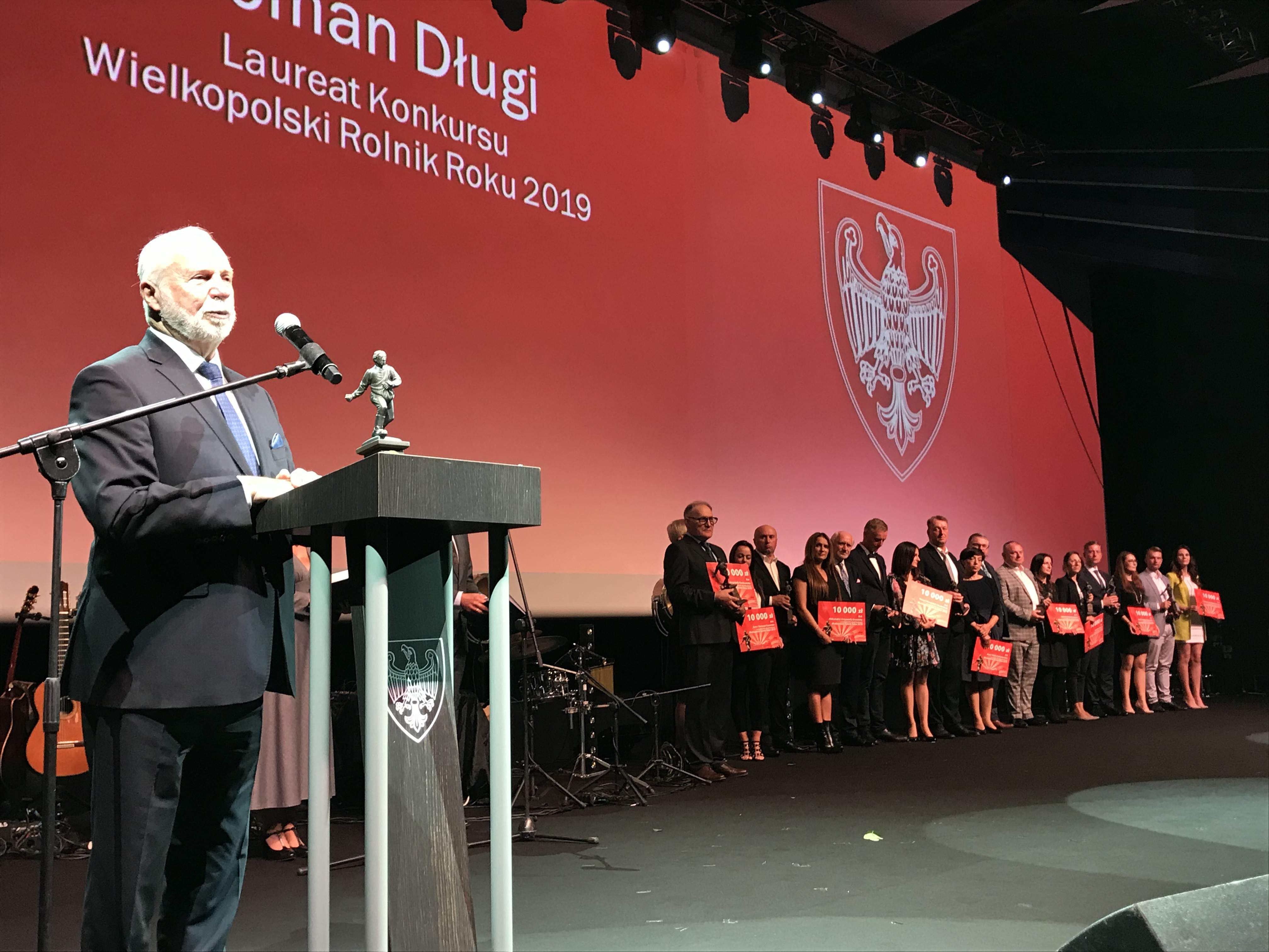 Roman Długi, Laureat Konkursu Wielkopolski Rolnik Roku 2019, podczas składania podziękowań.