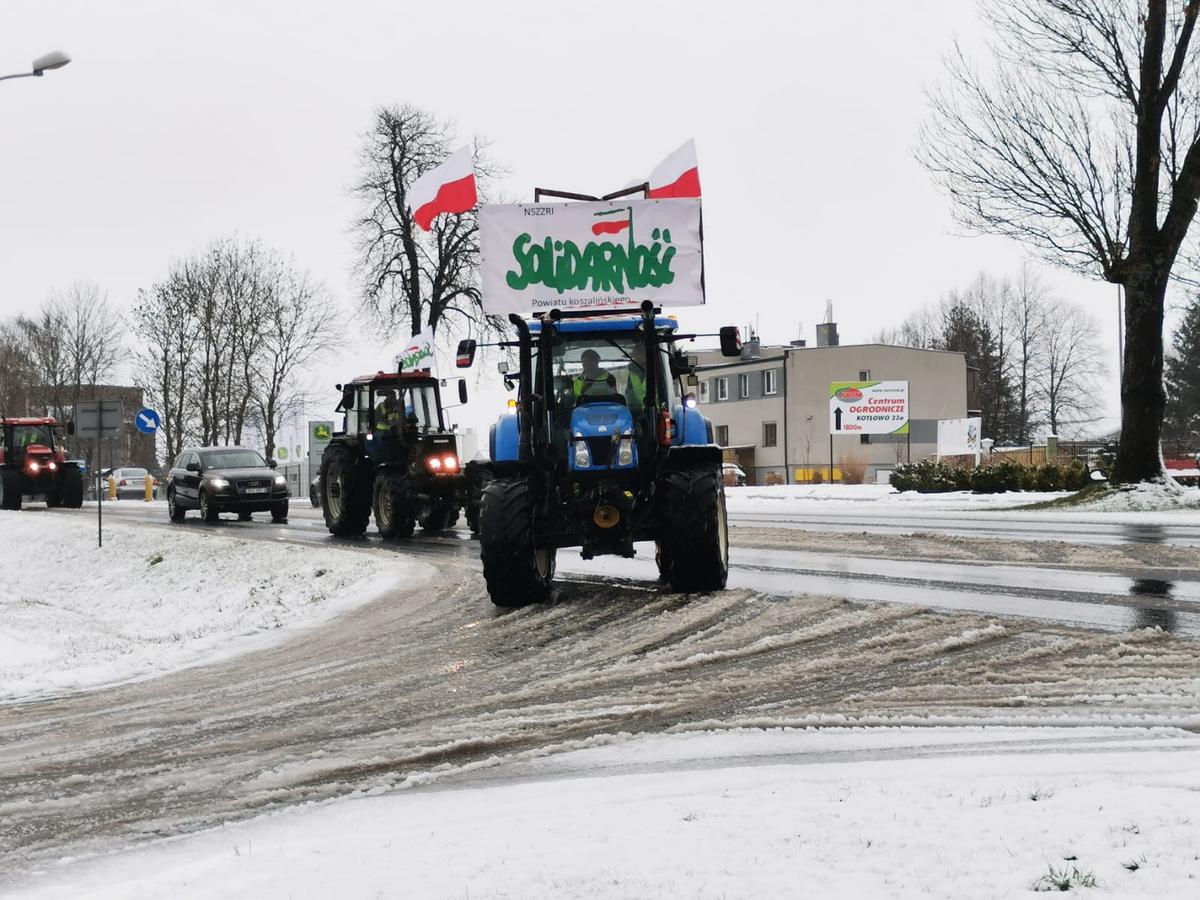 Protest rolników z NSZZ Solidarność RI w woj. zachodniopomorskim - Koszalin 3.02.2023 r.