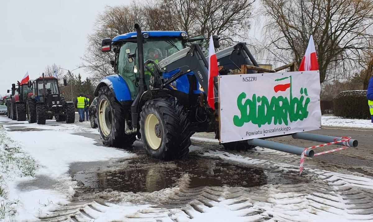 Protest rolników z NSZZ Solidarność RI w woj. zachodniopomorskim - Koszalin 3.02.2023 r.