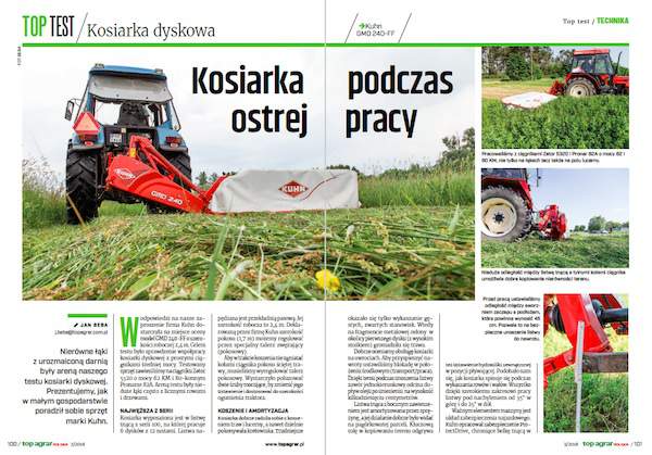 Test kosiarki Kuhn GMD 240 FF w marcowym numerze top agrar Polska