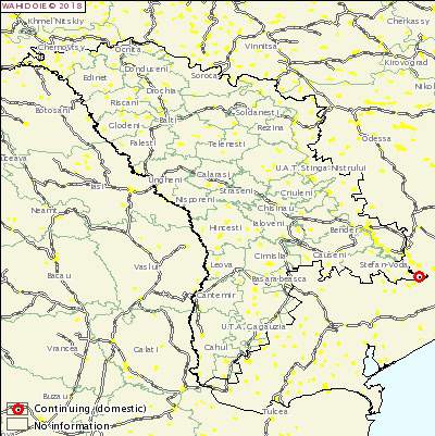 ASF – ognisko w Mołdawii – lokalizacja, źródło: OIE