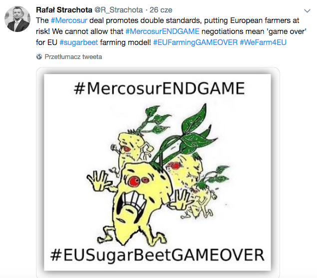 Wielu rolników i organizacji rolniczych protestowało przeciwko porozumieniu UE-Mercosur. Foto z Twittera.