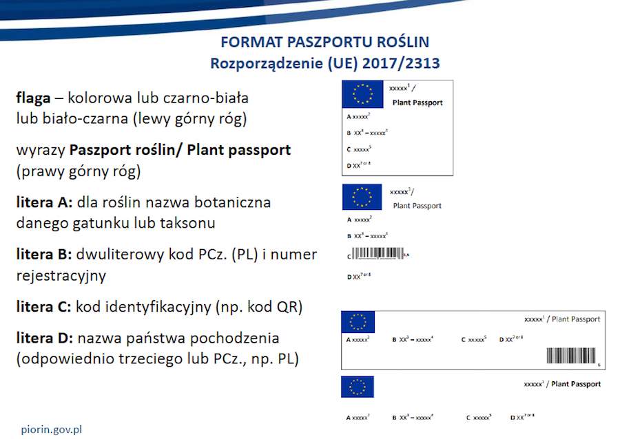 wzór nowego, ujednoliconego w UE paszportu roślinnego