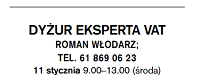 Dyżur eksperta VAT Roman Włodarz