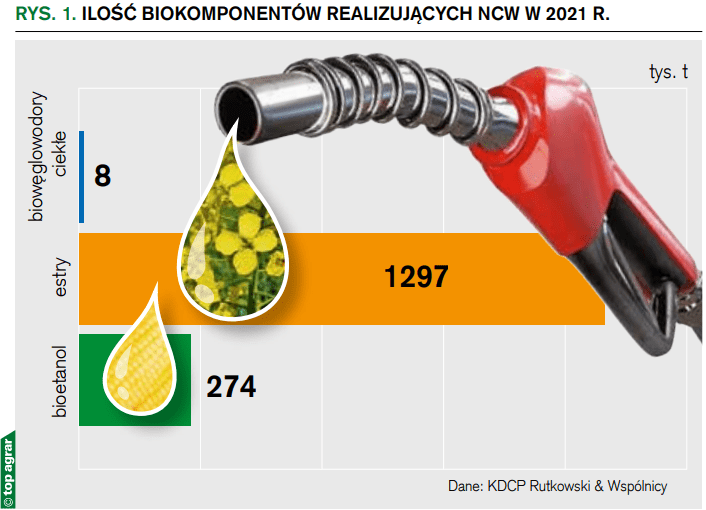 Rys. 1. Ilość biokomponentów realizujących NCW w 2021 r.