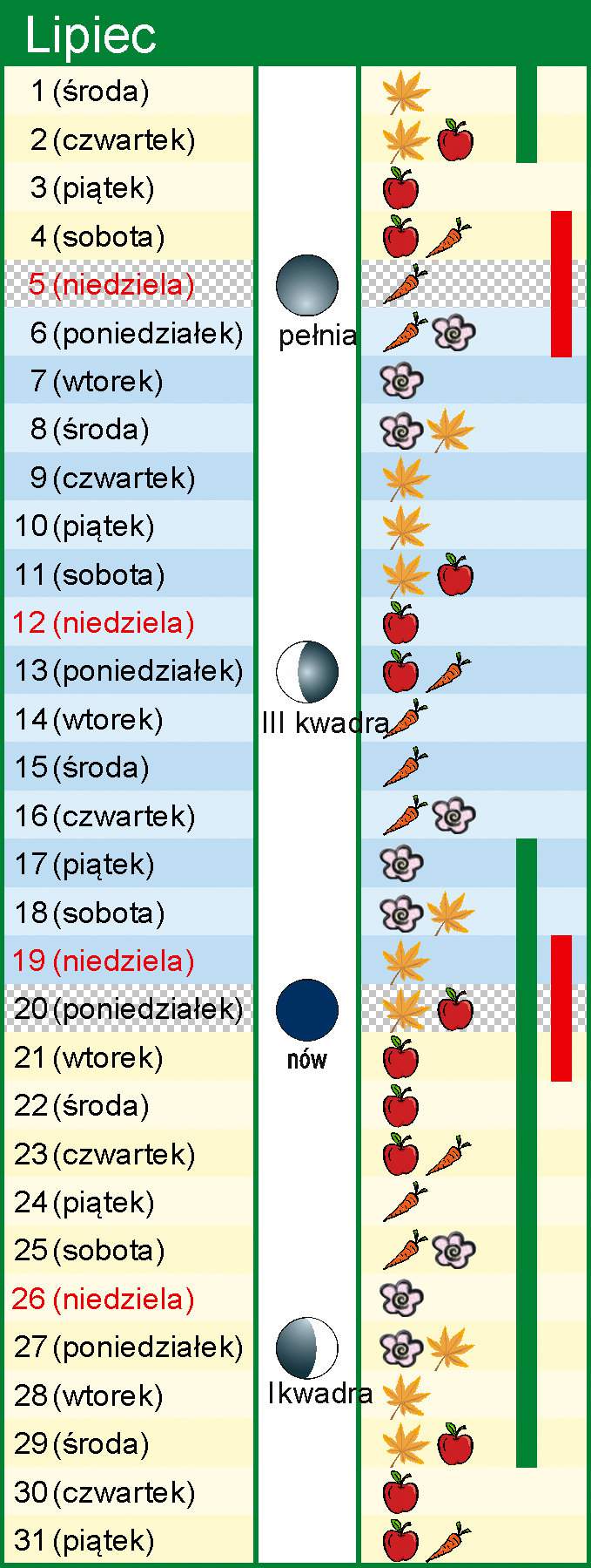 kalendarz lipiec